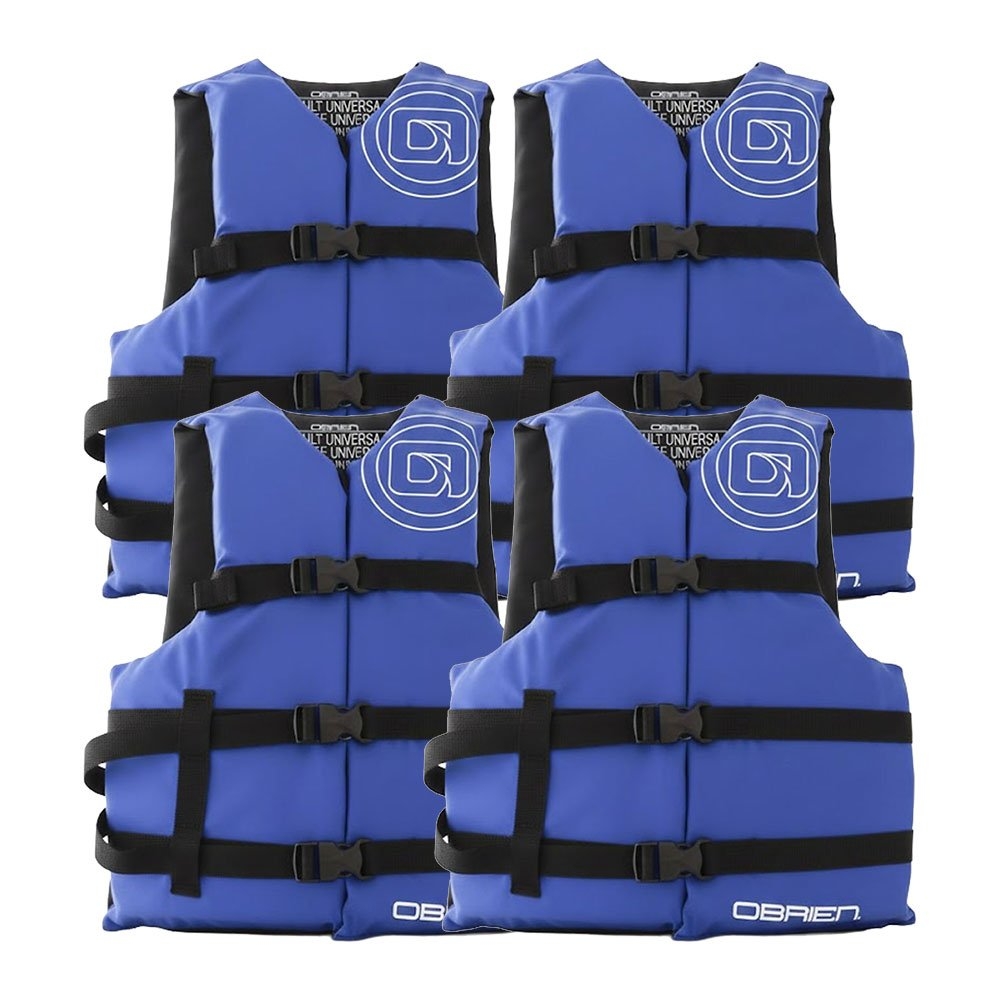 O'Brien Adult Life Jackets Universal Fit Blue 4 Pack 