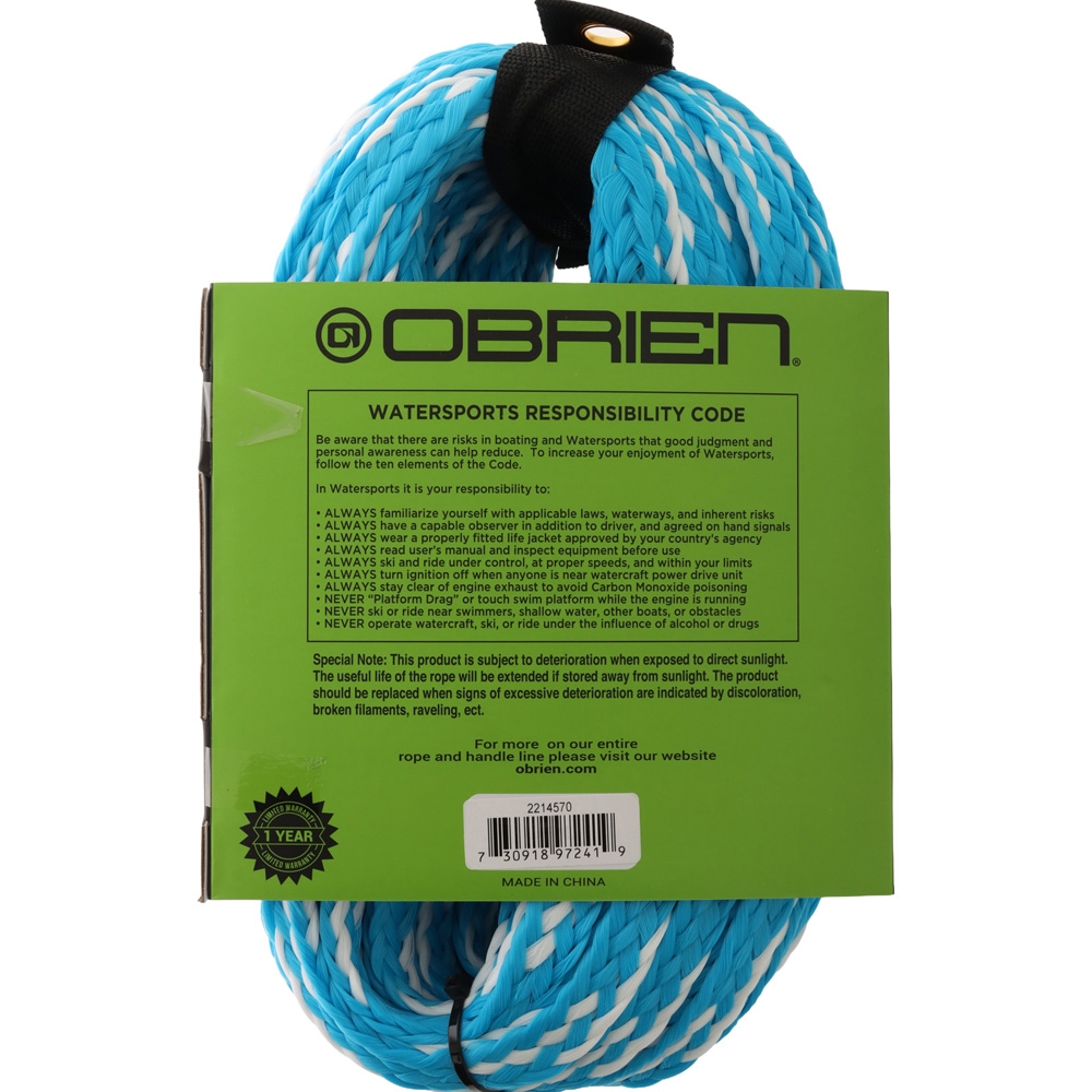 O'Brien 4-Person Ski Tube Rope 60ft Aqua/White