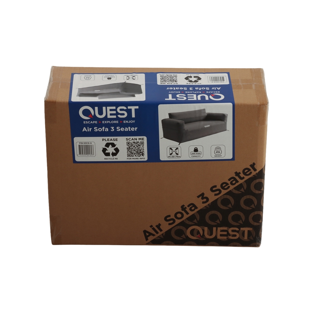 Quest 3-Seater Inflatable Air Sofa with Bag Charcoal Grey