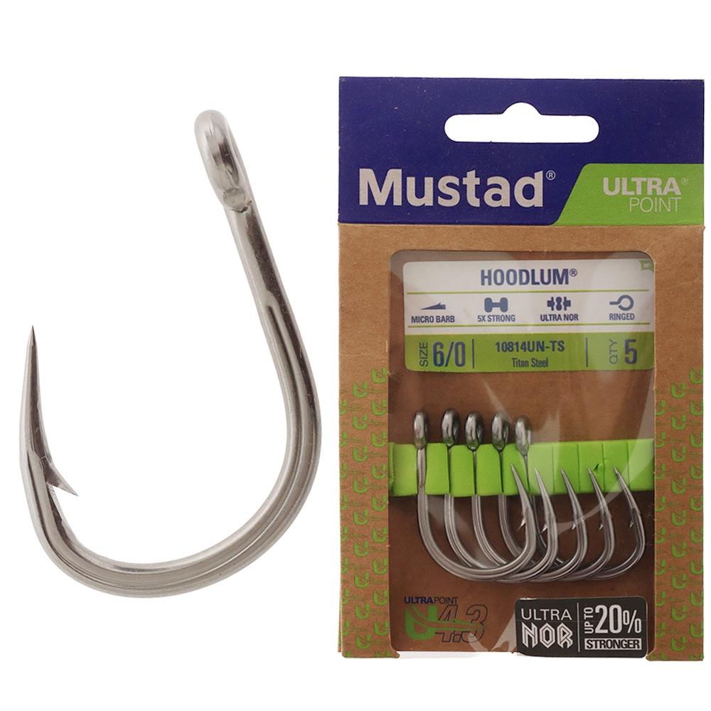 Mustad Hoodlum Live Bait J-Hook 6/0 Qty 5