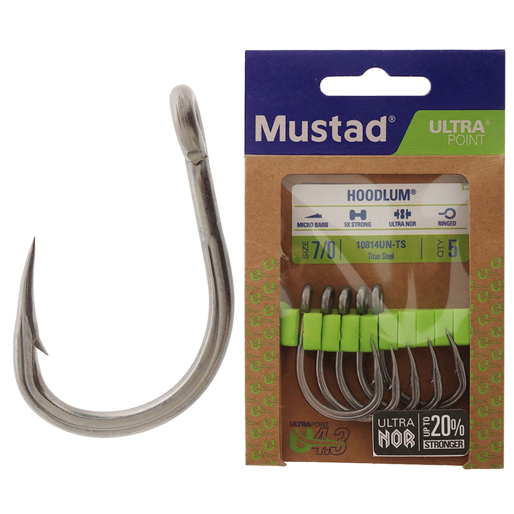 Mustad Hoodlum Live Bait J-Hook 7/0 Qty 5