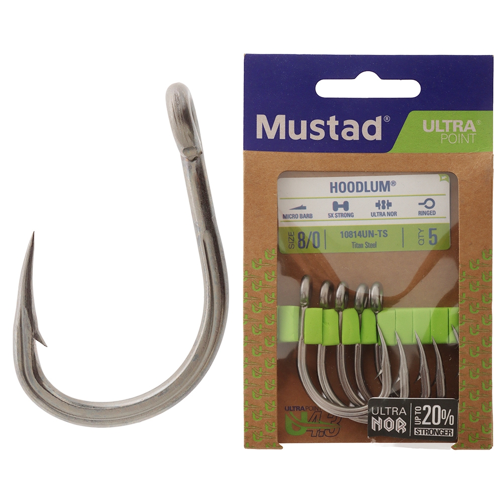 Mustad Hoodlum Live Bait J-Hook 8/0 Qty 5