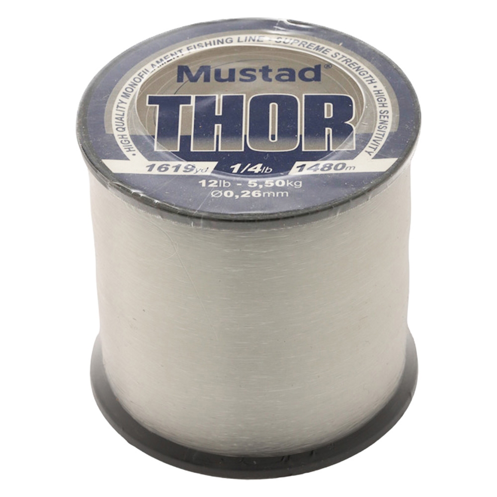 Mustad Thor Monofilament Line Clear 1/4lb Spool 12lb 1480m 0.26mm