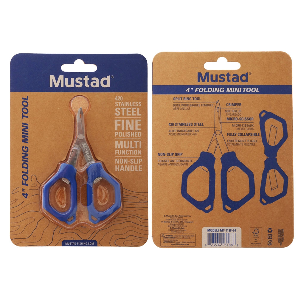 Mustad Mini 3-in-1 Folding Multi-Tool Scissors 4in