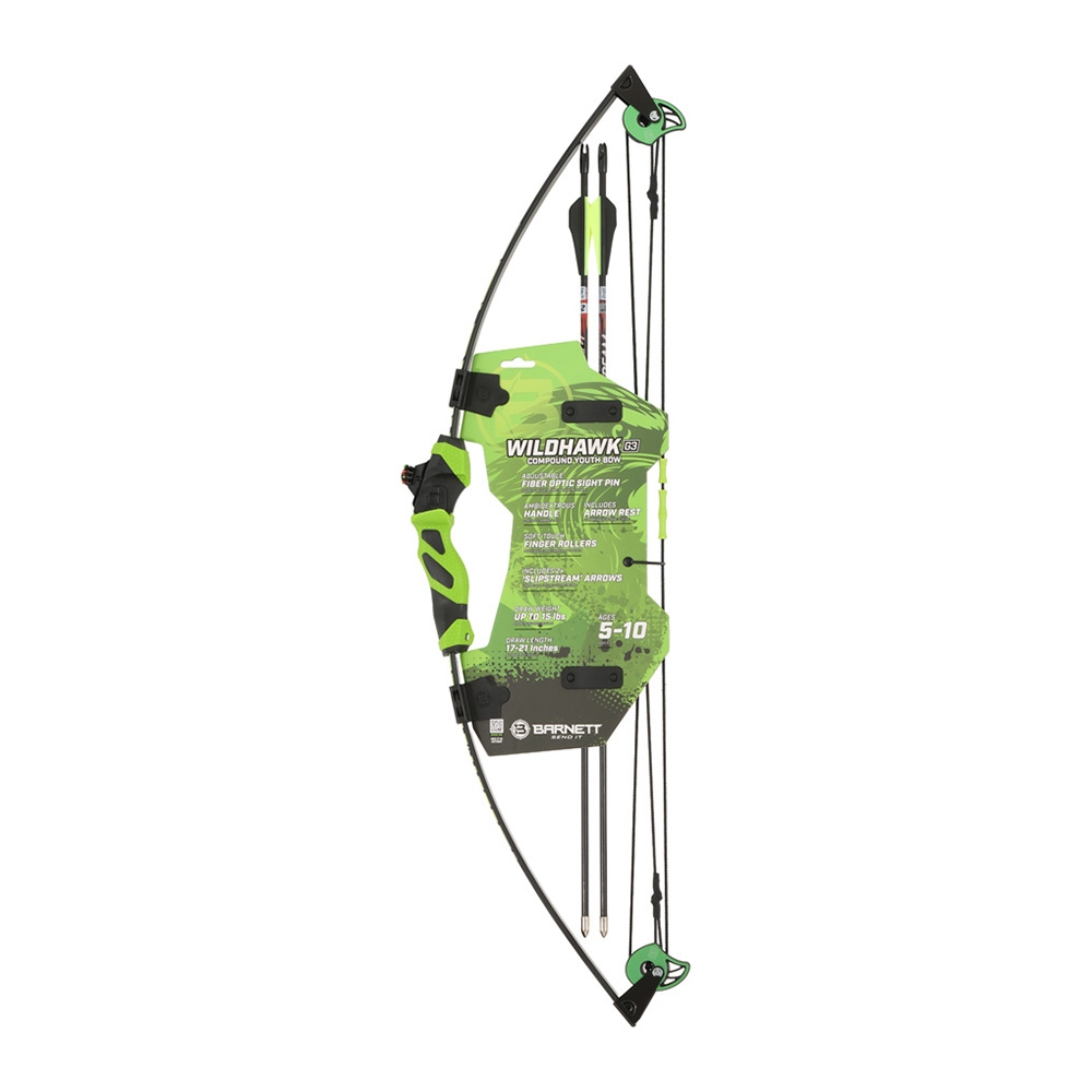 Barnett Wildhawk G3 Compound Bow and Arrow Set Green