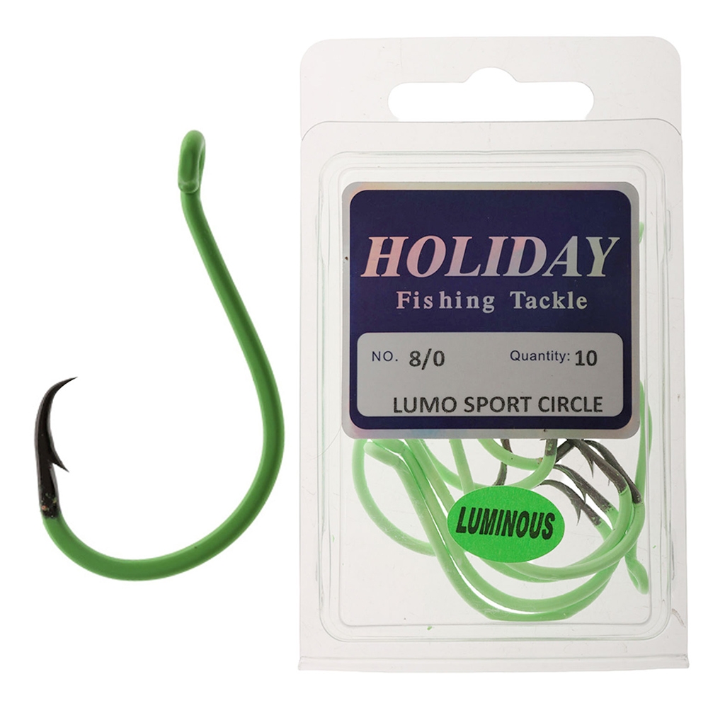 Holiday Sport Lumo Circle Hook 8/0 Qty 10 - Hard Pack