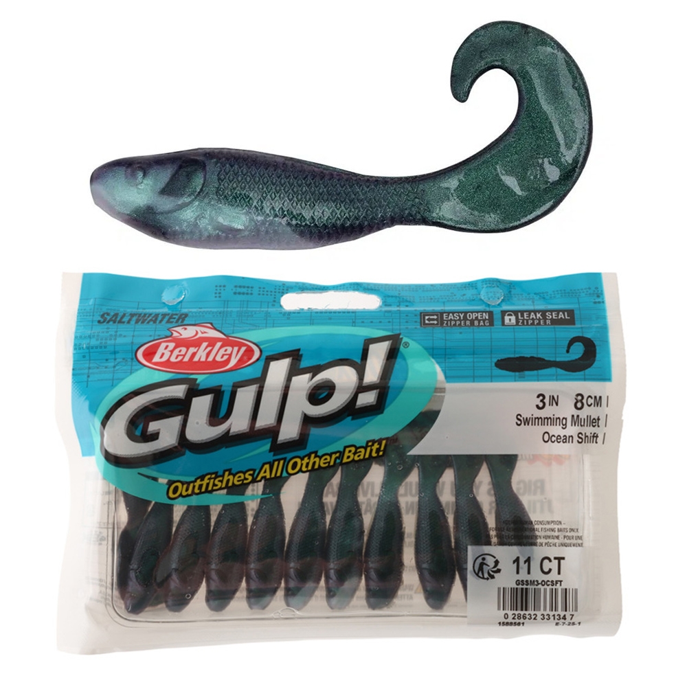Berkley Gulp Swimming Mullet Soft Bait 3in / 7.5cm Qty 11 Ocean Shift