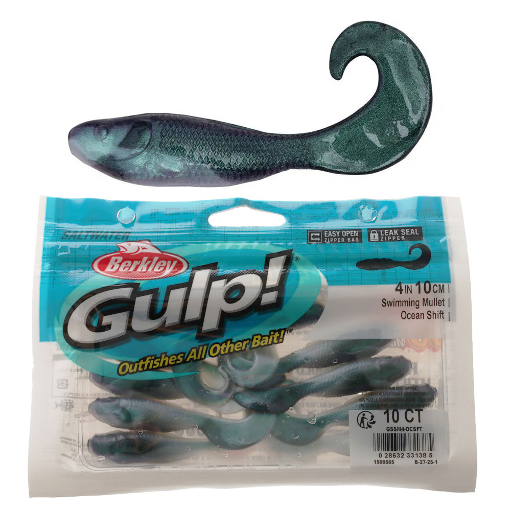 Berkley Gulp Swimming Mullet Soft Bait 4in / 10cm Qty 10 Ocean Shift