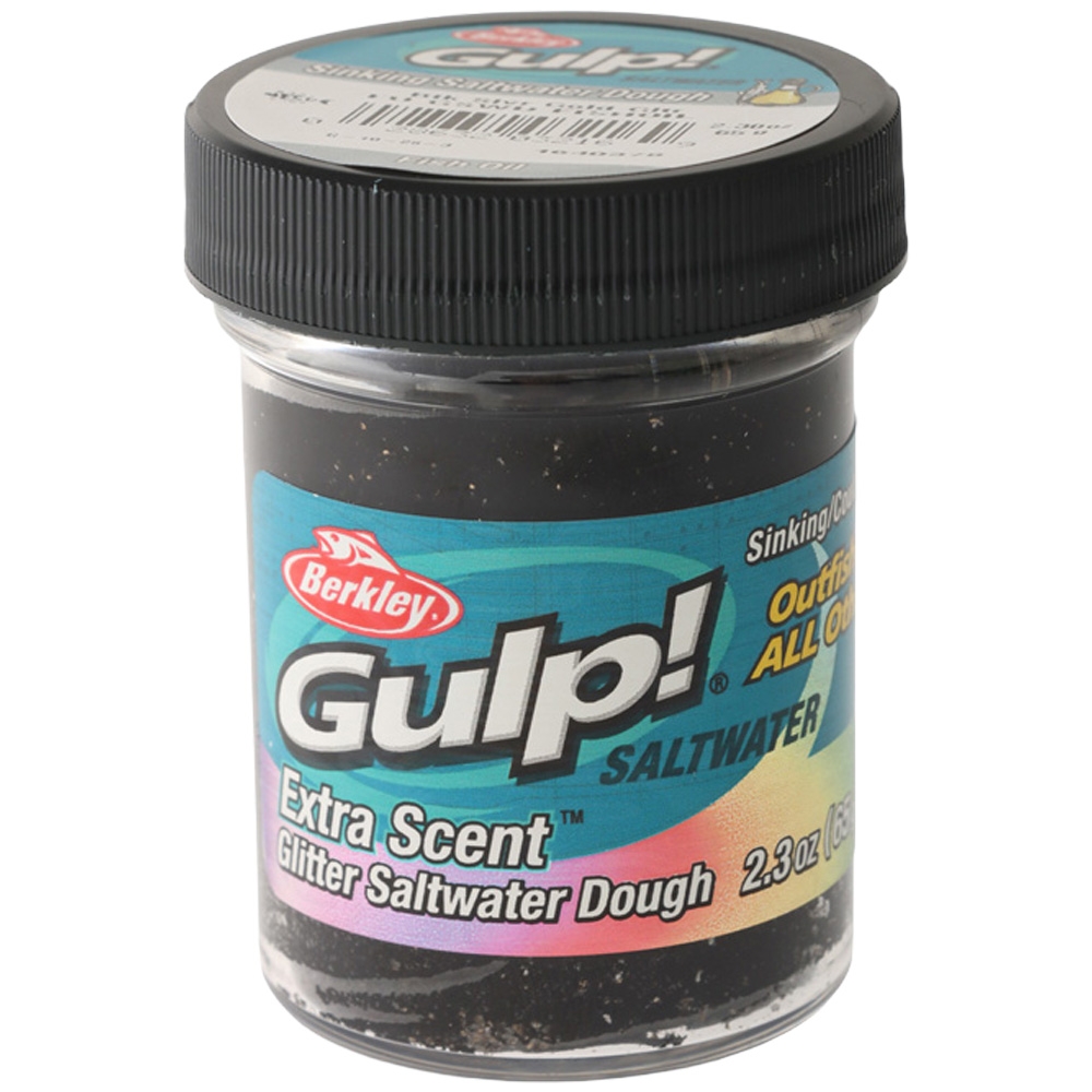 Berkley Gulp Saltwater Dough 65g Fishoil Black Silver Gold Glitter