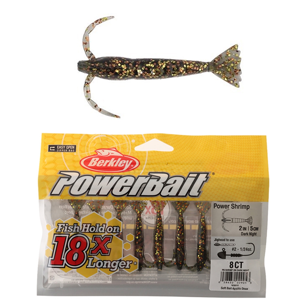 Berkley PowerBait Original Shrimp Soft Bait 2in / 5cm Qty 8 Dark Night