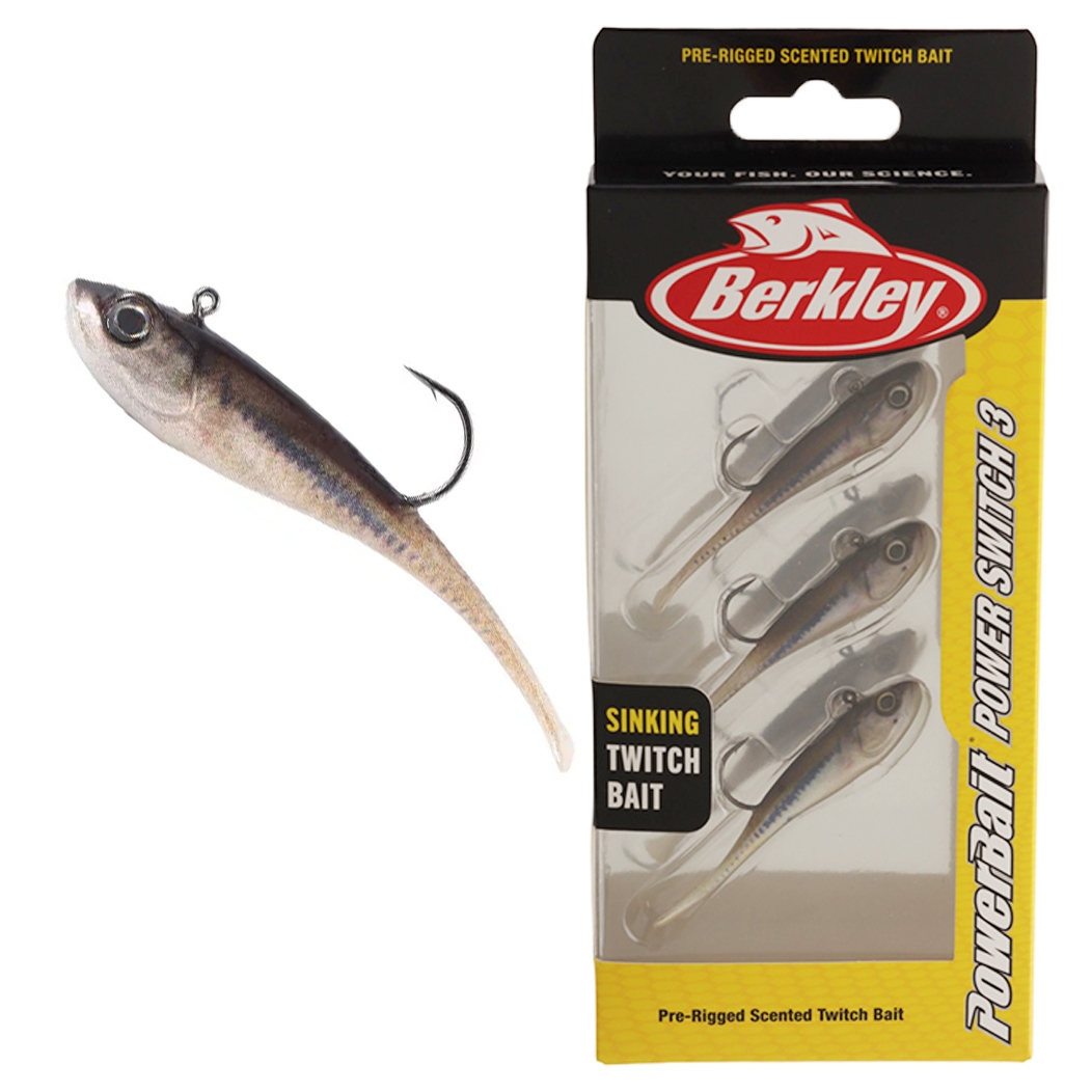 Berkley PowerBait Power Switch Soft Bait 3in / 7.5cm Qty 3 HD Black Nose Shiner