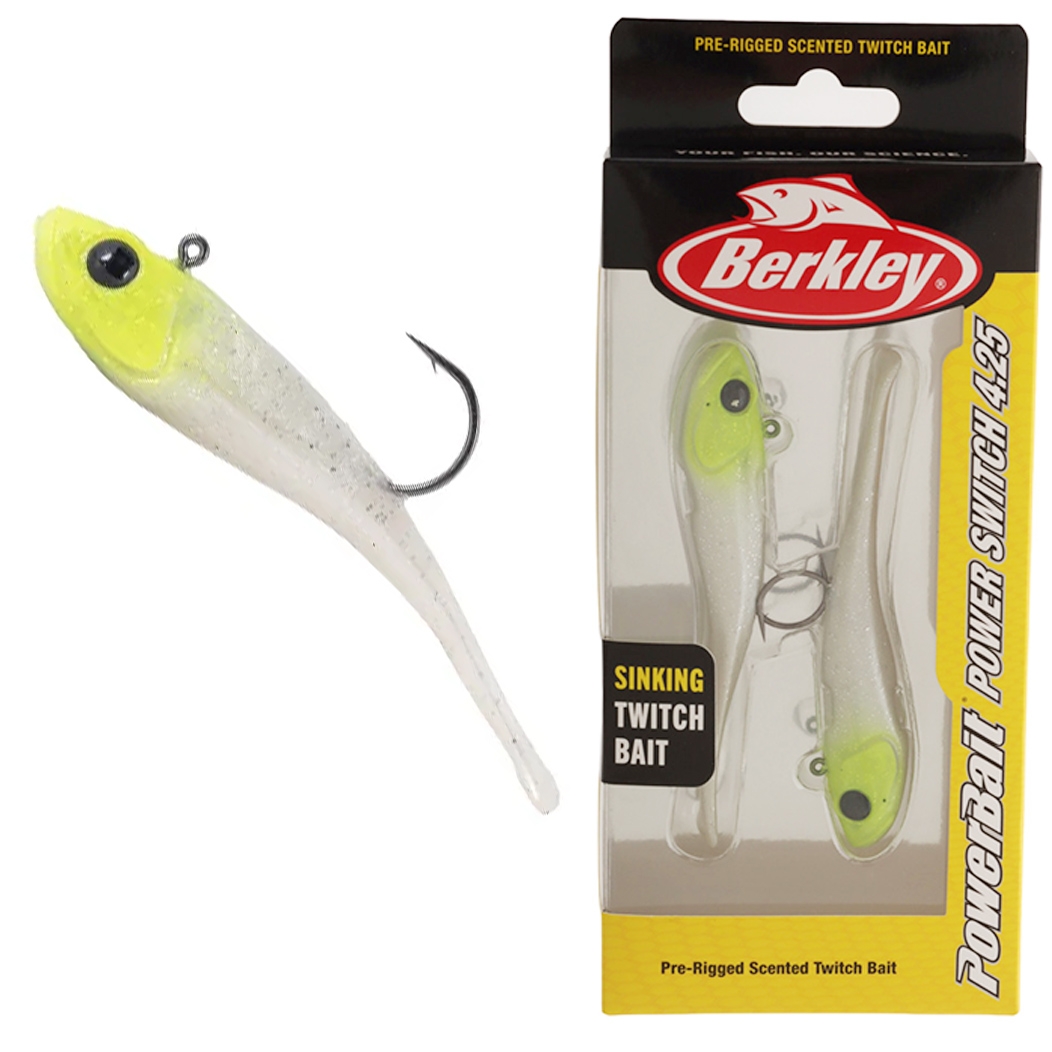 Berkley PowerBait Power Switch Soft Bait 4.25in / 10.5cm Qty 2 Lime Pearl