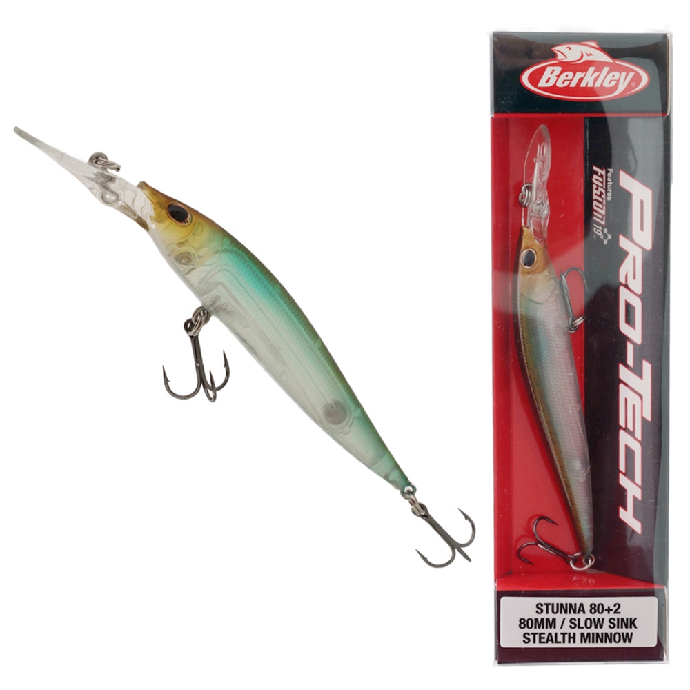 Berkley Pro-Tech Stunna Slow Sinking Jerkbait 80mm Stealth Minnow