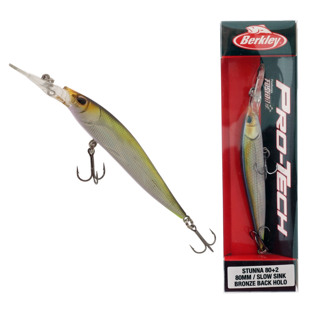 Berkley Pro-Tech Stunna Slow Sinking Jerkbait 80mm Bronze Back Holo