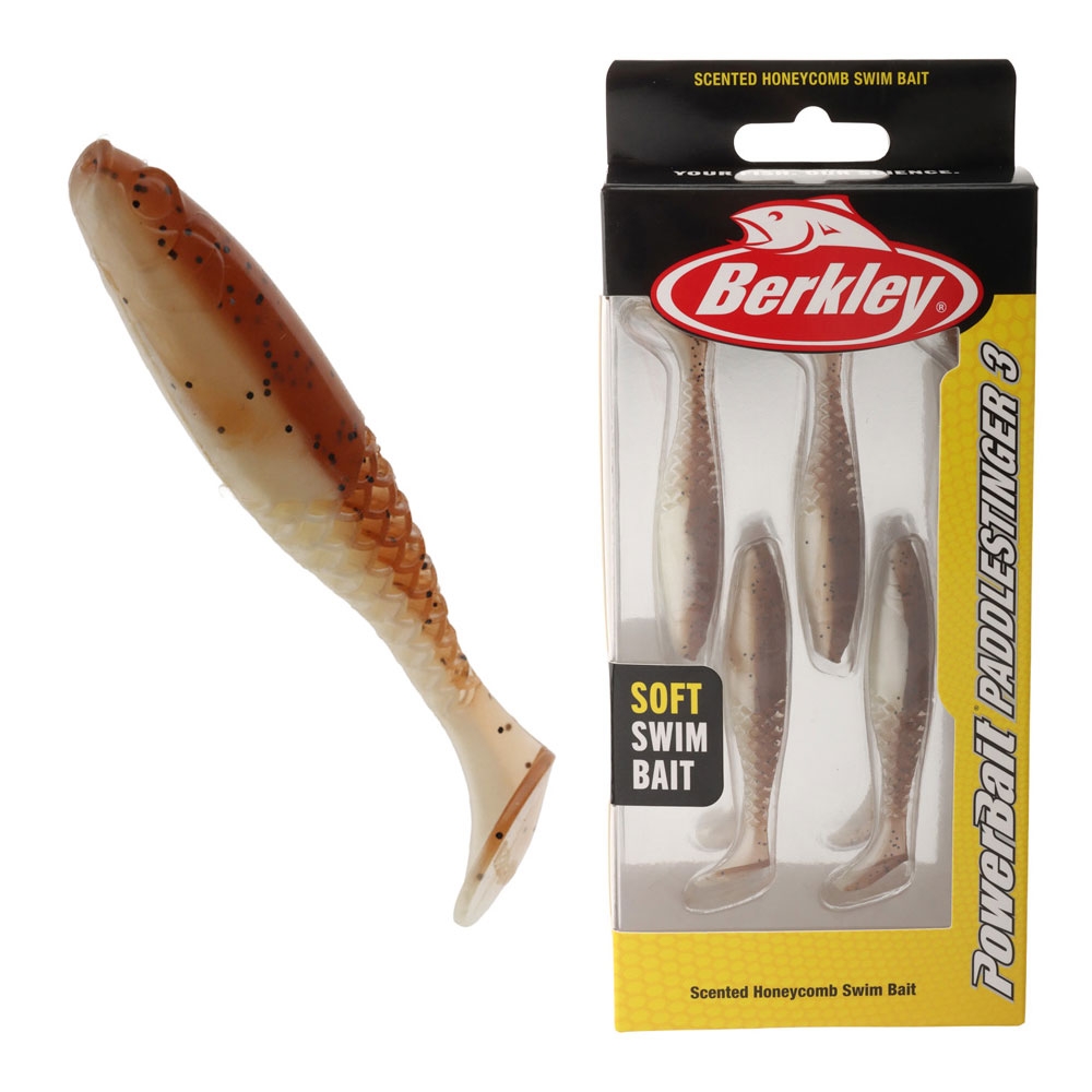 Berkley PowerBait PaddleStinger Soft Bait 7.5cm Green Pumpkin Pearl White