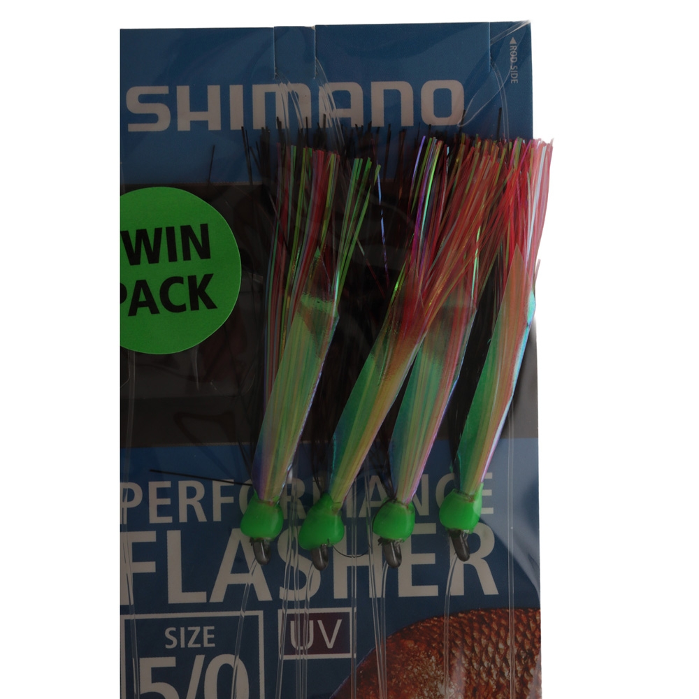 Shimano Performance Flasher Rig Octopus Hook 5/0 UV Orange/Black Qty 2