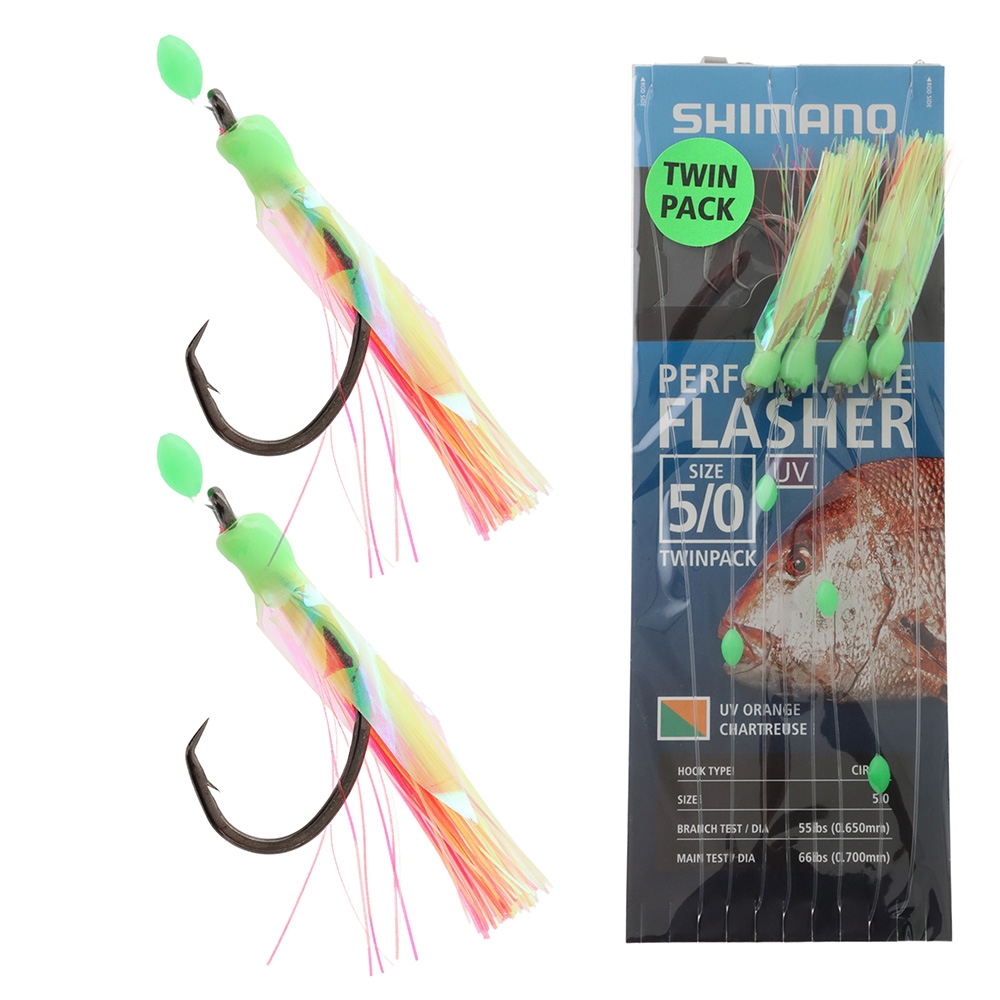 Shimano Performance Flasher Rig Circle Hook 5/0 UV Chart/Orange Qty 2