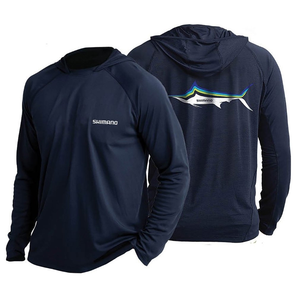 Shimano Performance Hooded Technical LS Shirt Tri-Colour Marlin Navy