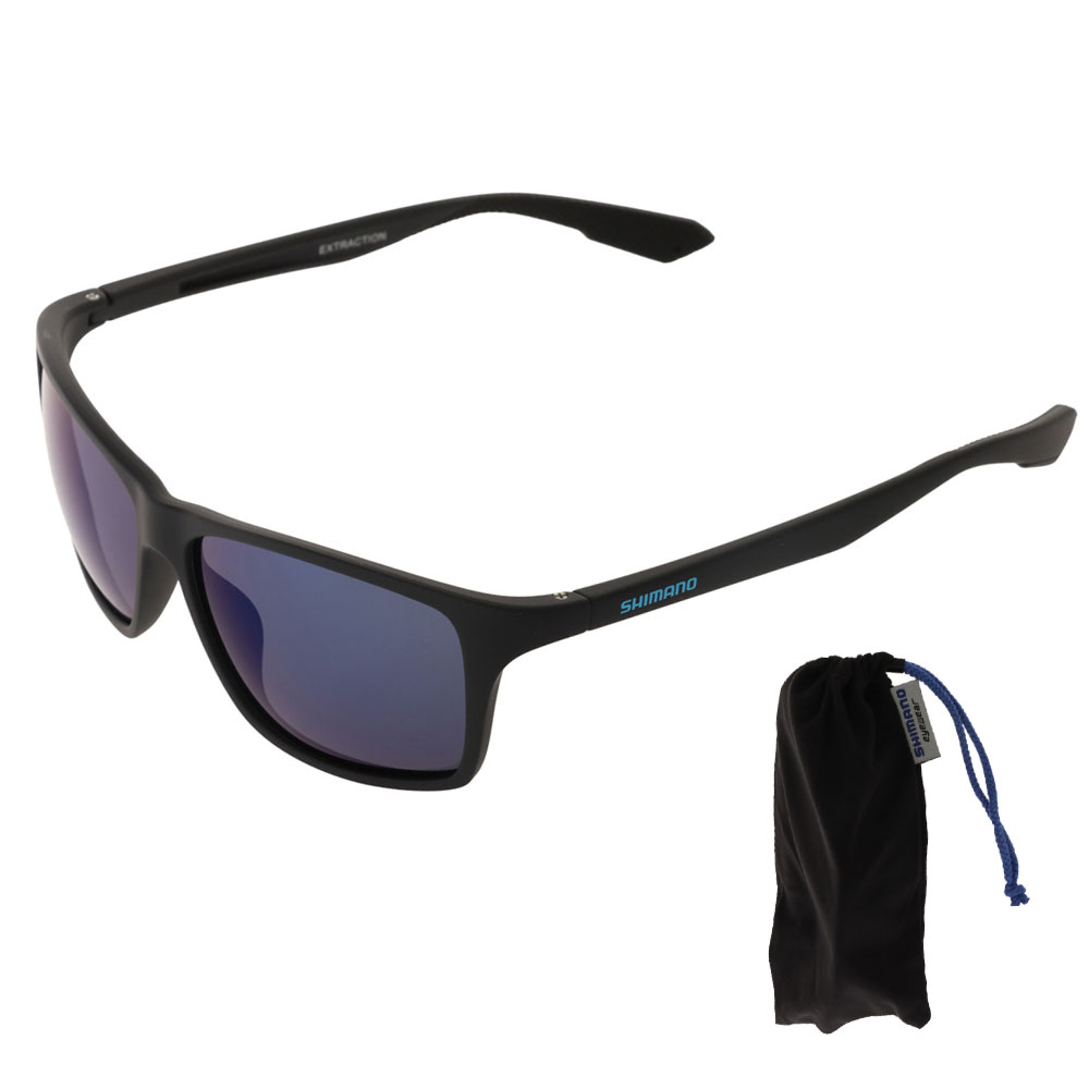 Shimano Extraction Polarised Sunglasses Blue Mirror Lens/Matte Black Frame