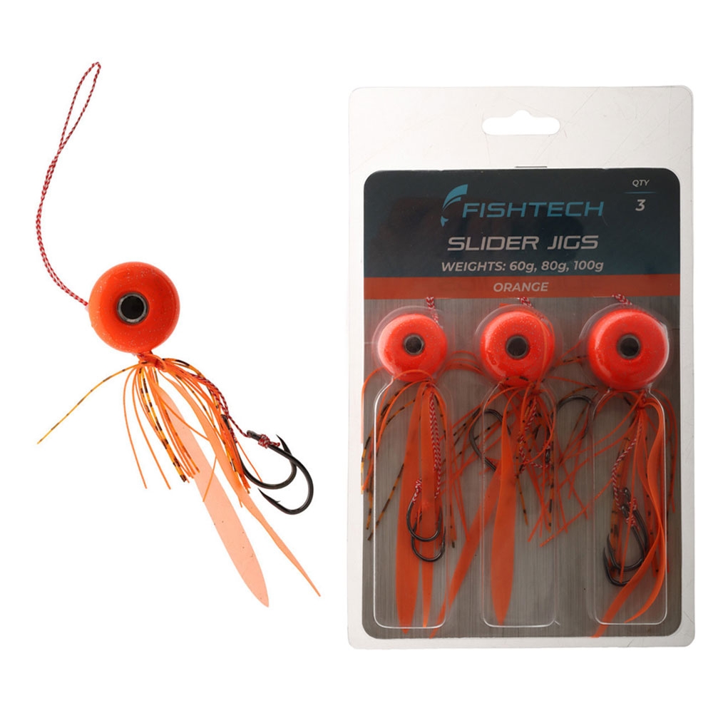 Fishtech Slippery Slider Jig 3-Pack 60-80-100g Orange