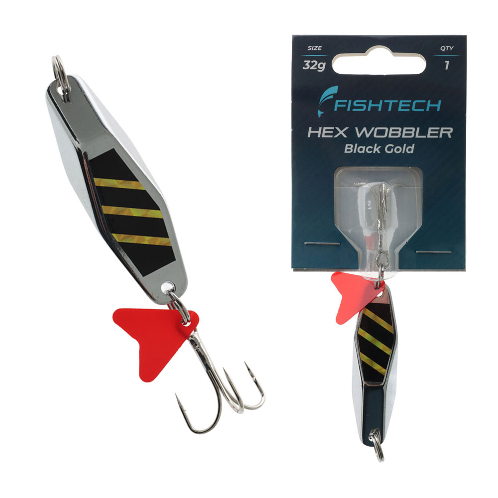 Fishtech Hex Wobbler Lure Black/Gold Flash 32g