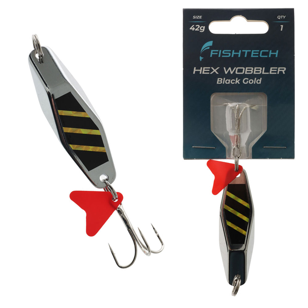 Fishtech Hex Wobbler Lure Black/Gold Flash 42g