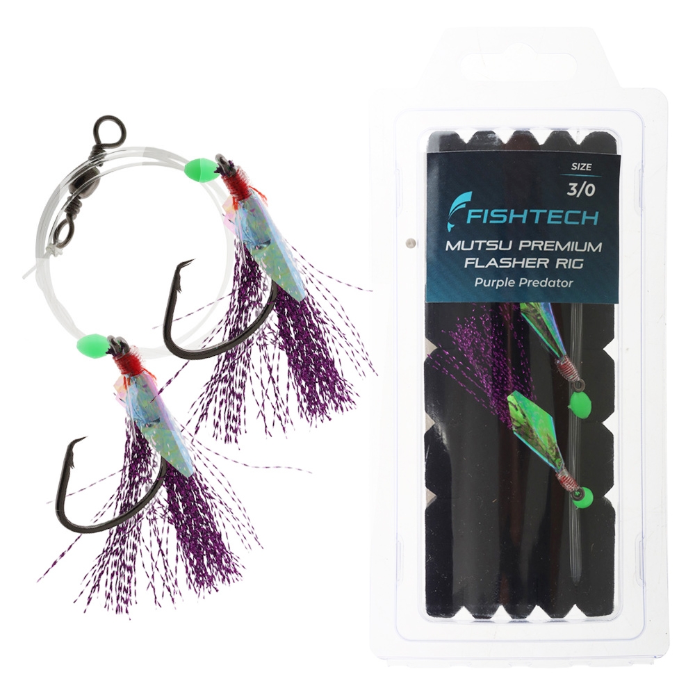 Fishtech Mutsu Premium Flasher Rig Purple Predator 3/0