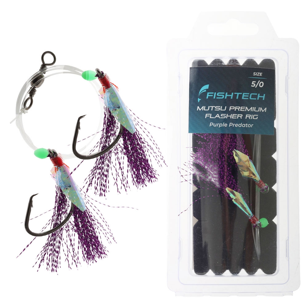 Fishtech Mutsu Premium Flasher Rig Purple Predator 5/0