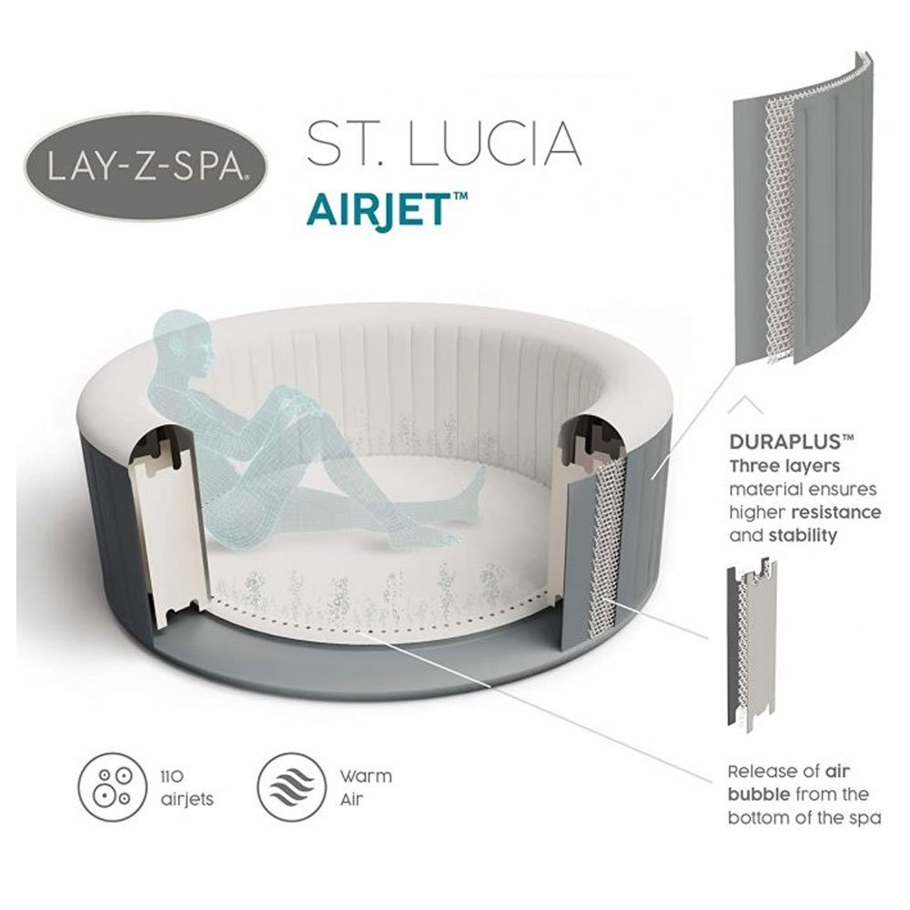 Lay-Z-Spa St. Lucia Airjet 3 Portable Inflatable Spa Pool 1.70m 605L - Ex demo