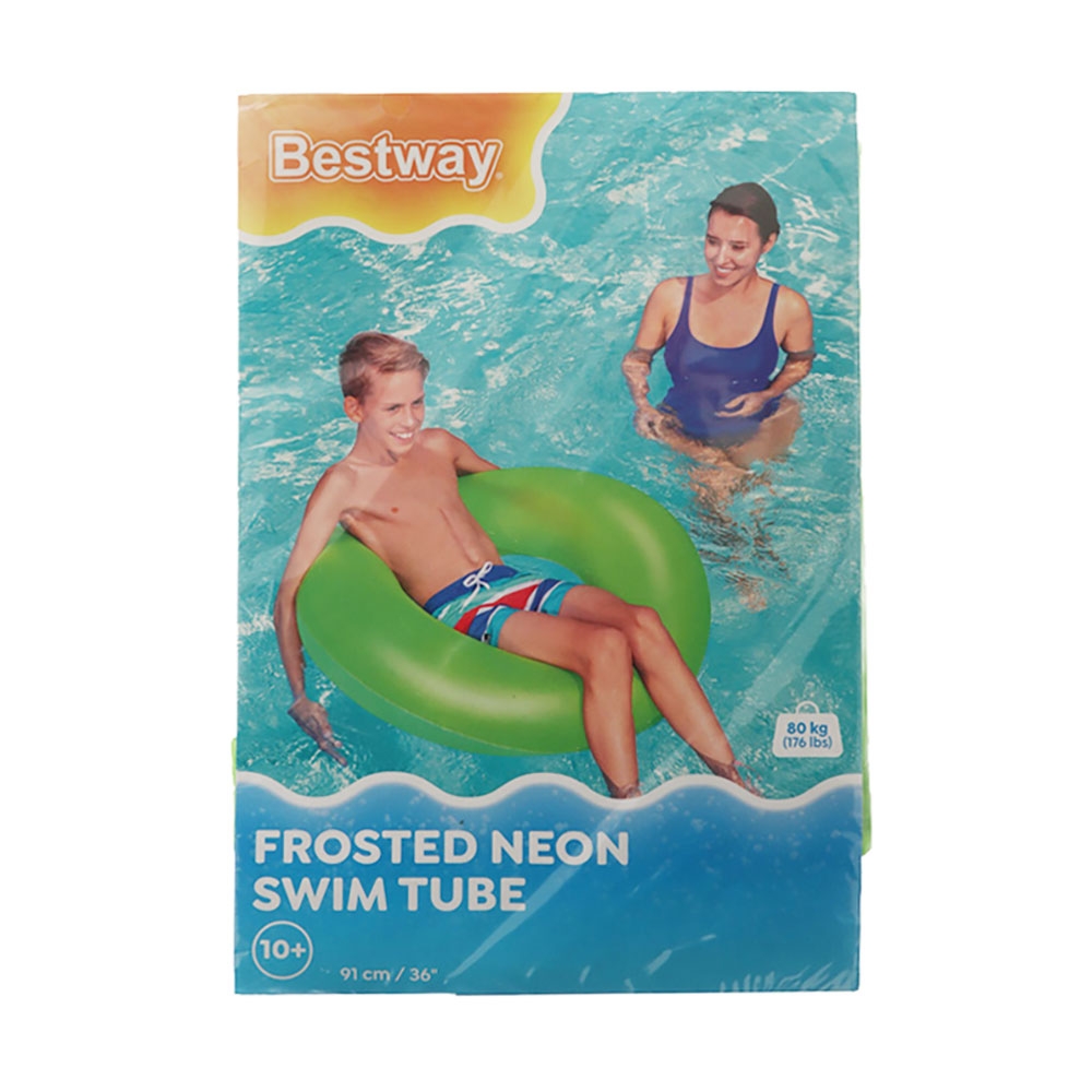 Bestway Frosted Neon Inflatable Swim Ring 91cm Fog Light Green
