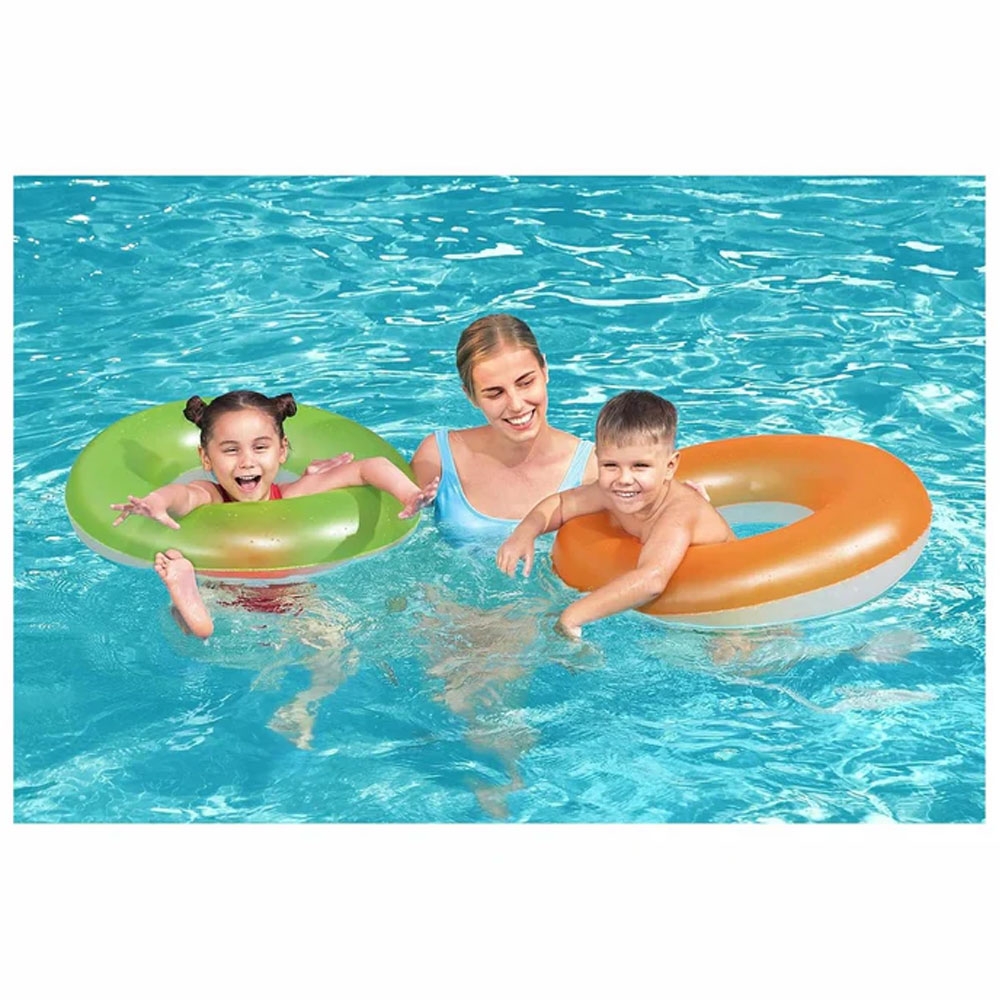 Bestway Frosted Neon Inflatable Swim Ring 91cm Fog Light Green
