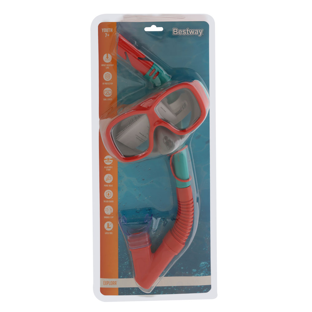 Bestway Explora Youth Mask and Snorkel Set Orange/Aqua