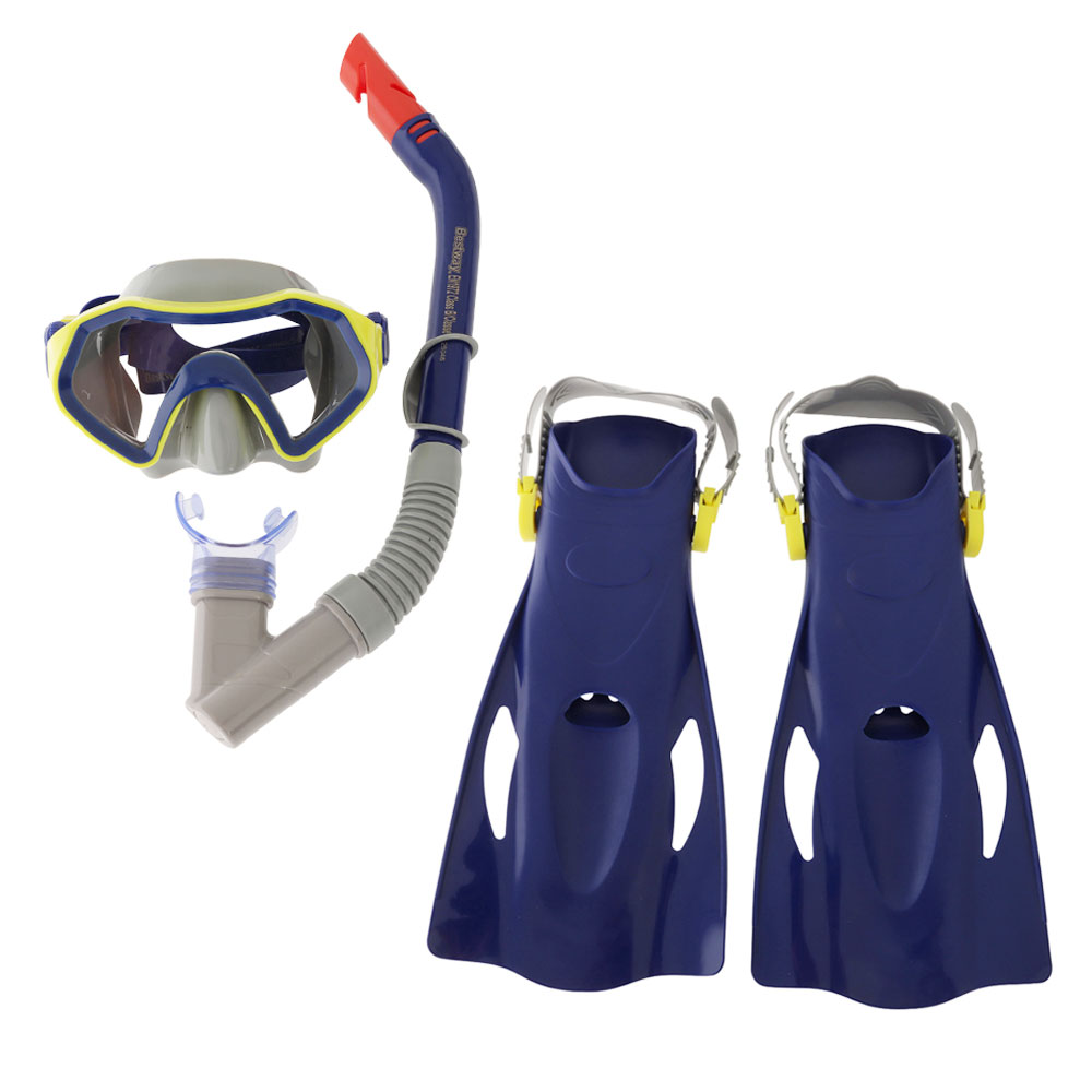 Bestway Crusader Youth Mask and Snorkel Set with Fins Blue/Yellow