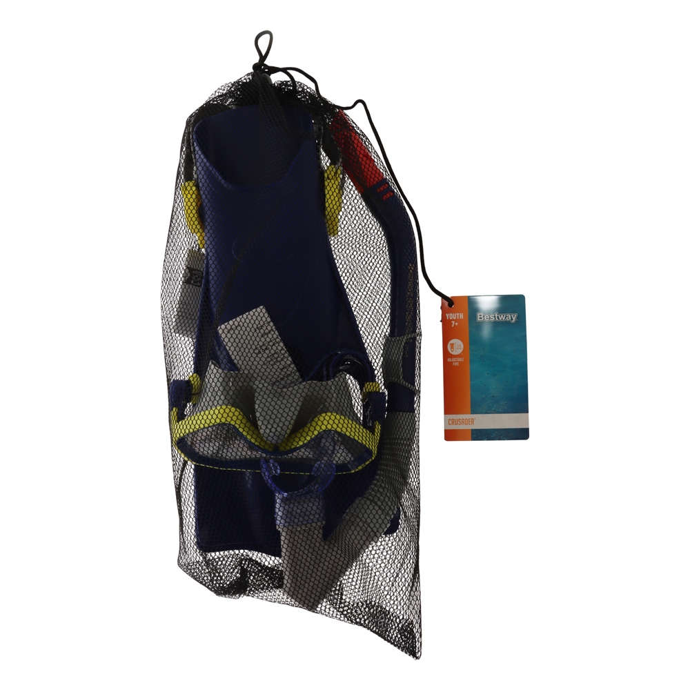 Bestway Crusader Youth Mask and Snorkel Set with Fins Blue/Yellow