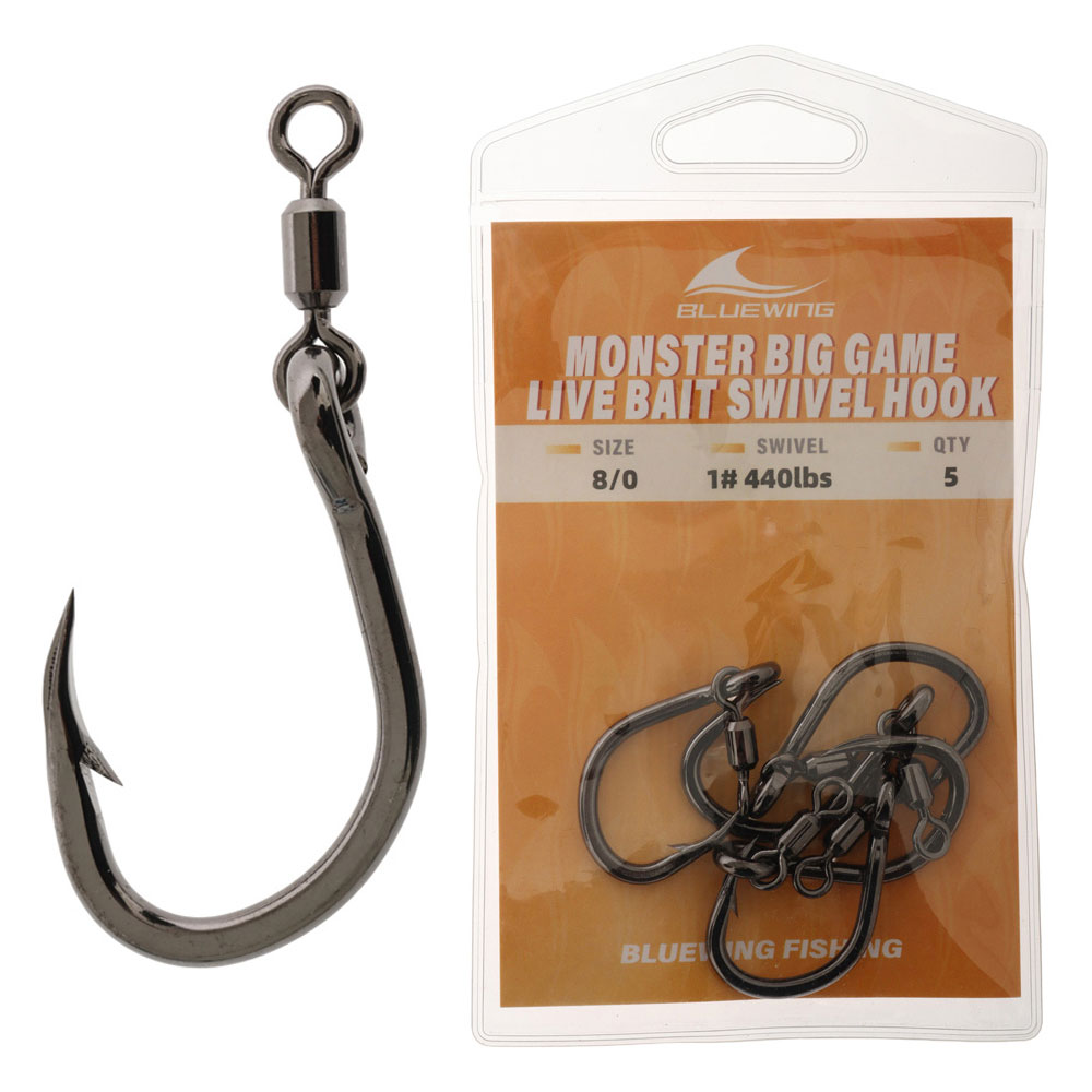 BlueWing Monster Big Game Live Bait Swivel Hook 8/0 Qty 5