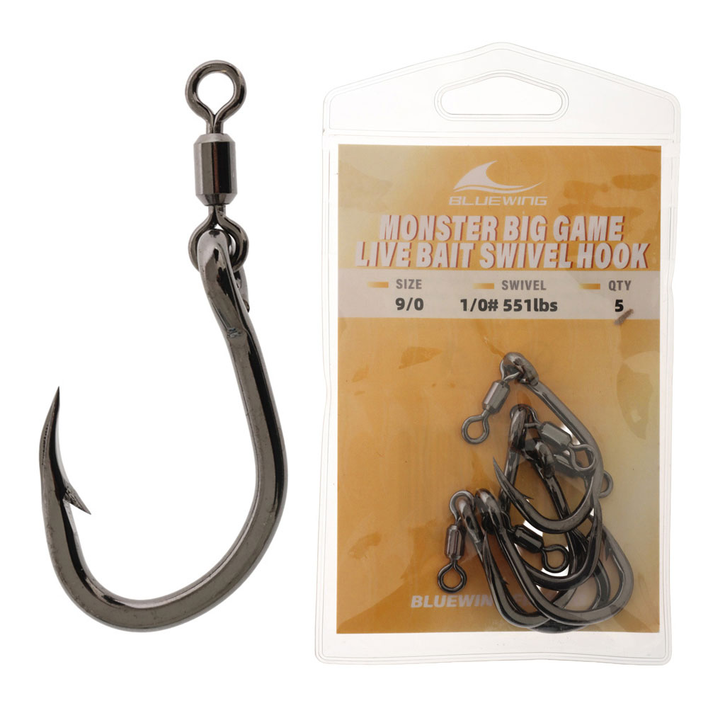 BlueWing Monster Big Game Live Bait Swivel Hook 9/0 Qty 5