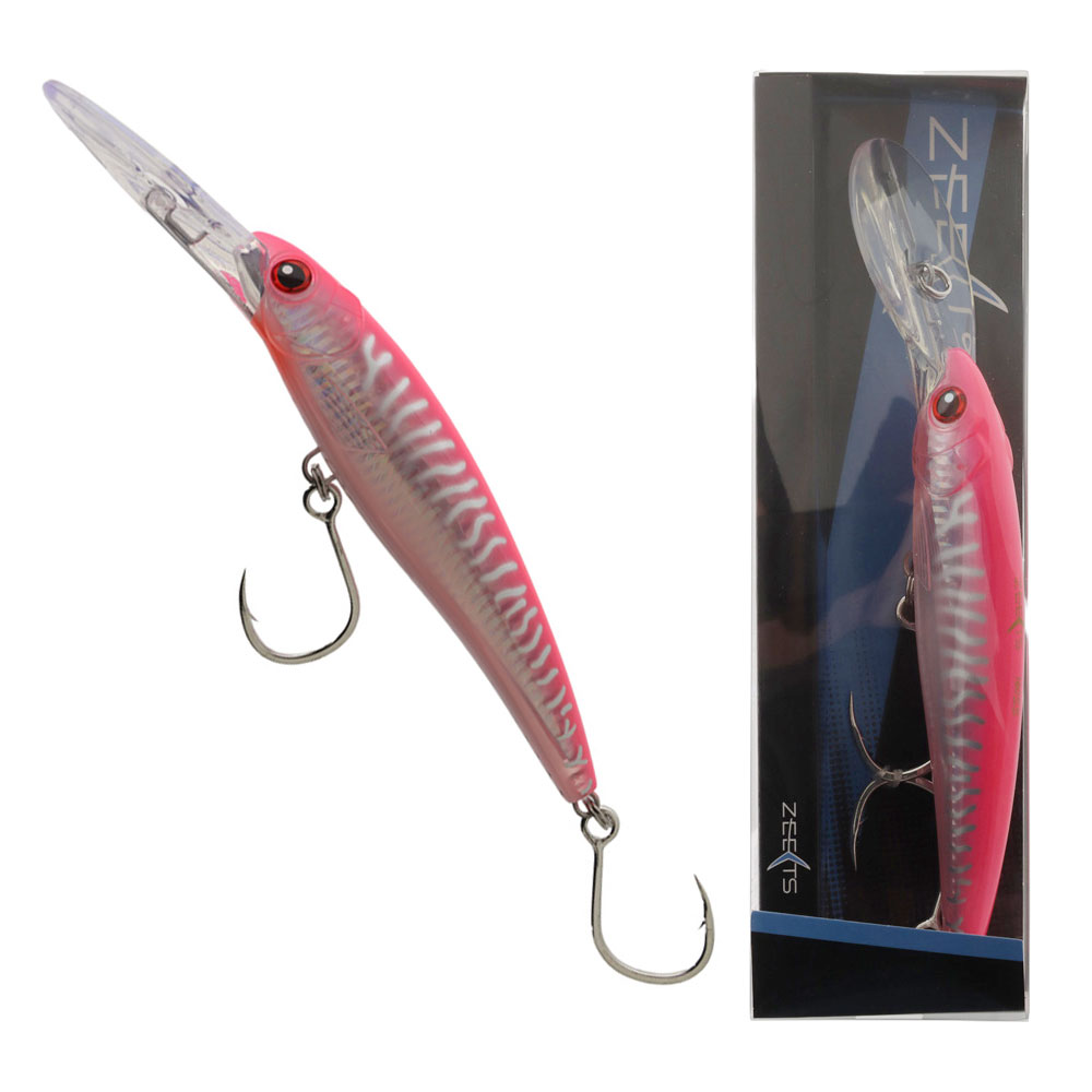Zeets Bibbed Trolling Lure 160mm 5/0 Inline Hooks Pearl Pink