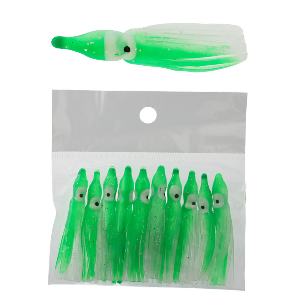 Sea Harvester Surfcasting Octopus Skirt 50mm Green Lumo Qty 10