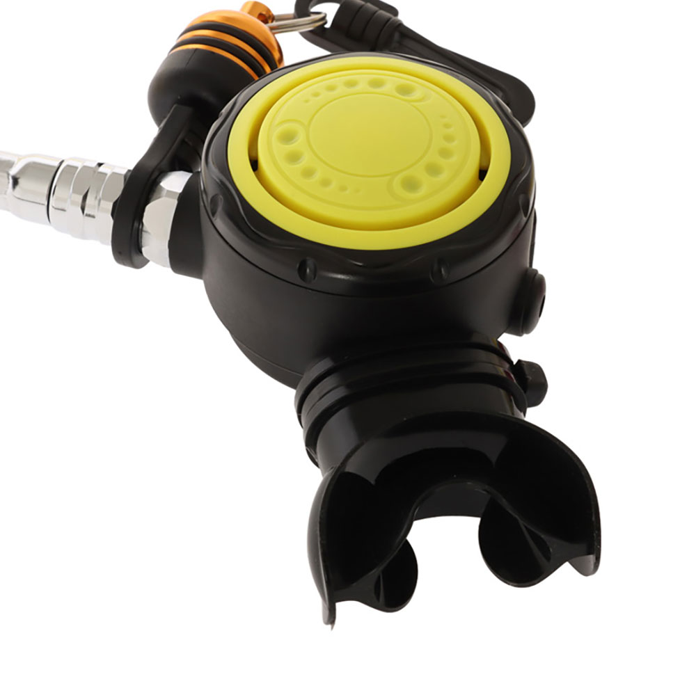 Aropec Non-Adjustable Second Stage Dive Regulator with Nylon Braided Hose Yellow