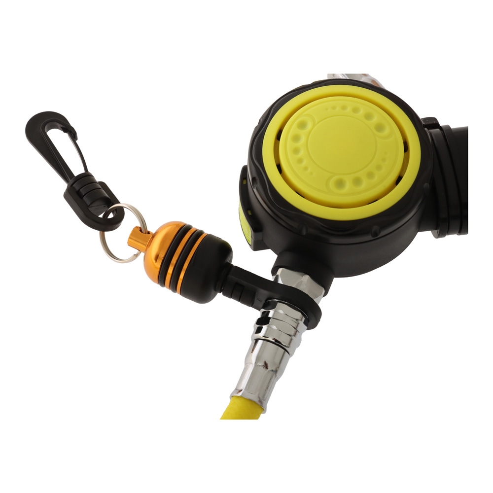 Aropec Non-Adjustable Second Stage Dive Regulator with Nylon Braided Hose Yellow