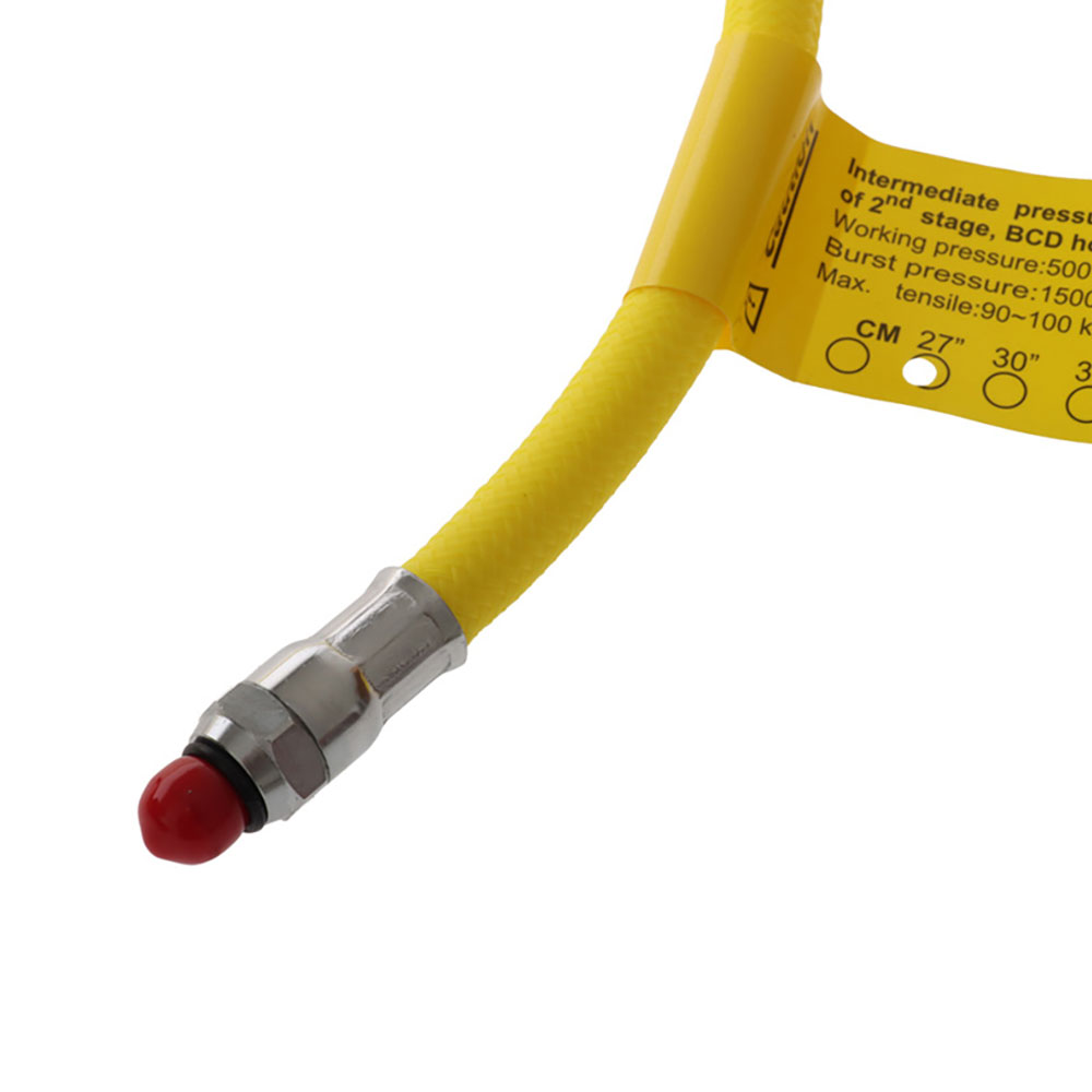 Aropec Non-Adjustable Second Stage Dive Regulator with Nylon Braided Hose Yellow