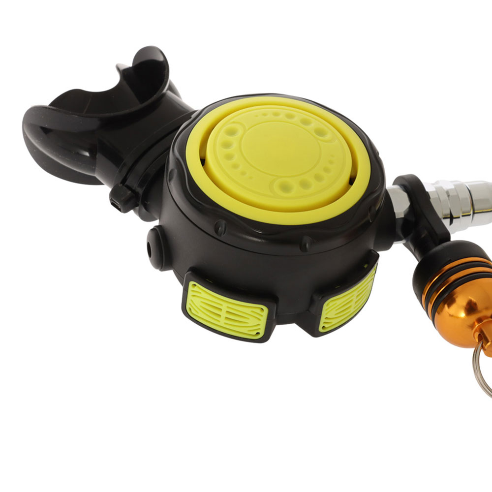 Aropec Non-Adjustable Second Stage Dive Regulator with Nylon Braided Hose Yellow