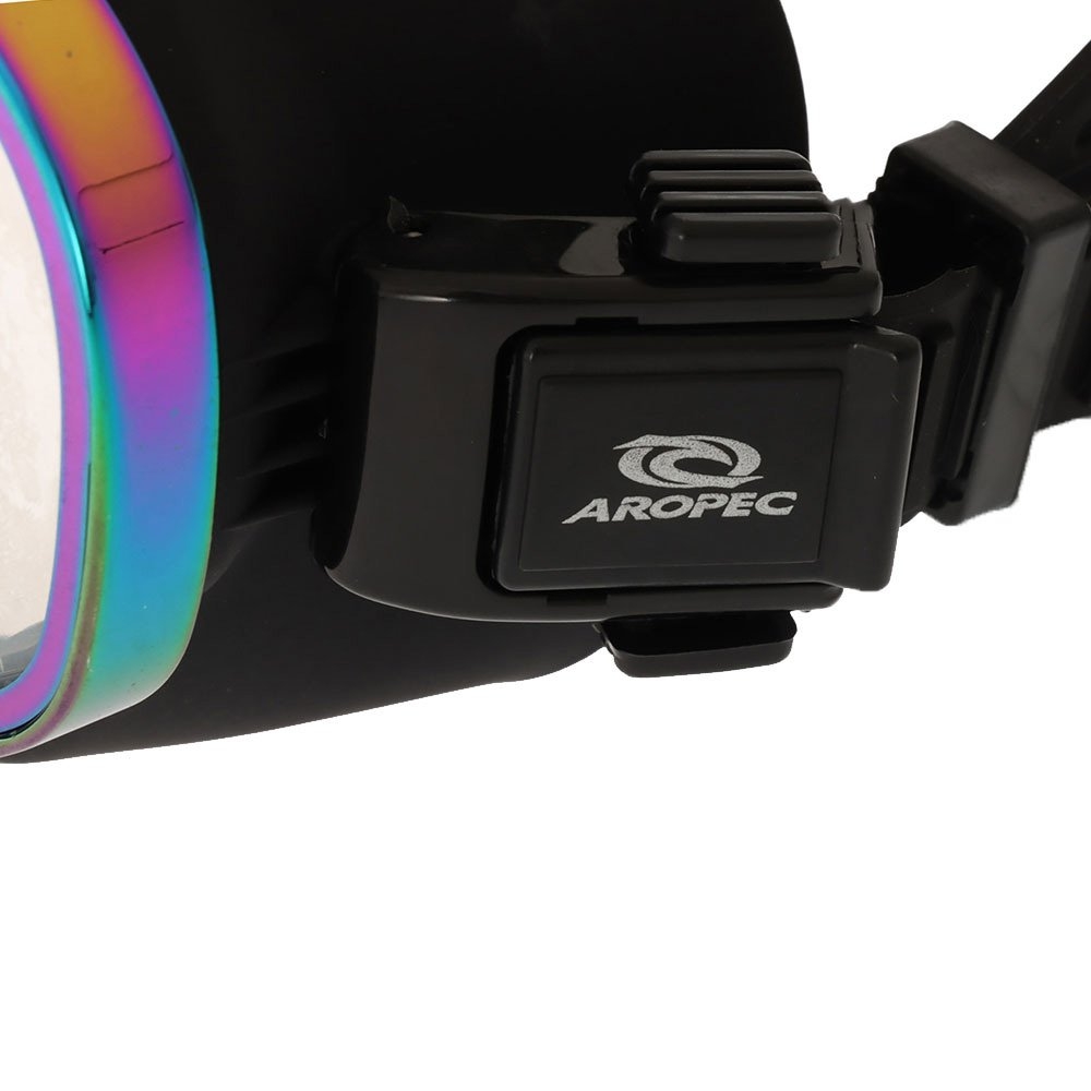 Aropec Twin Lens Alloy Frame Adult Dive Mask Black/Rainbow with Box