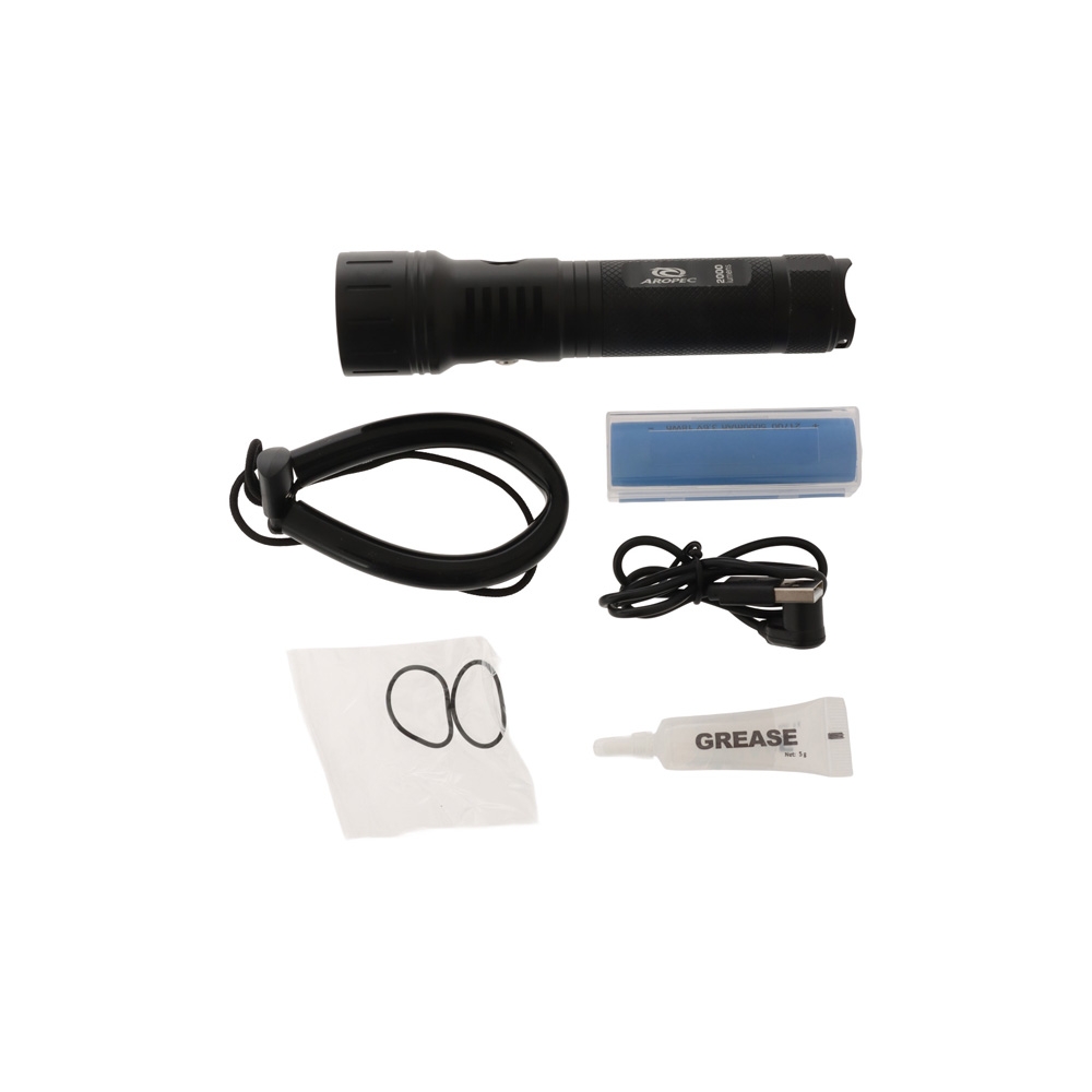 Aropec Rechargeable LED Dive Torch 2000lm - Waterproof to 100m