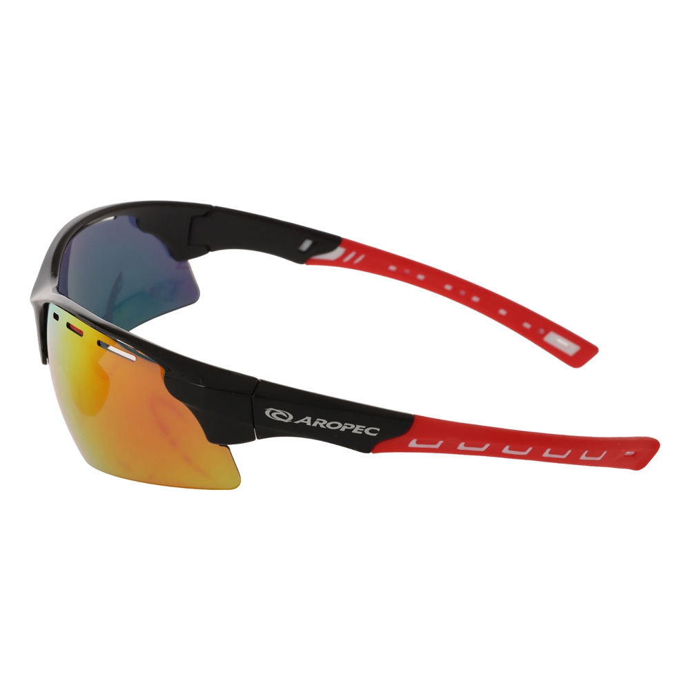 Aropec Sports Polarised Sunglasses Black/Red Frame Revo Grey Lens