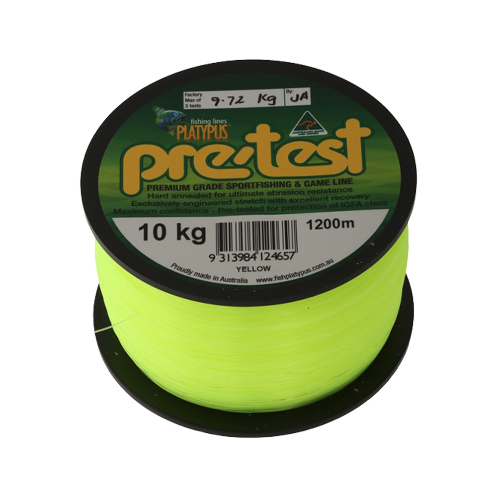 Platypus Pre-Test IGFA Monofilament Line 1200m Yellow 10kg