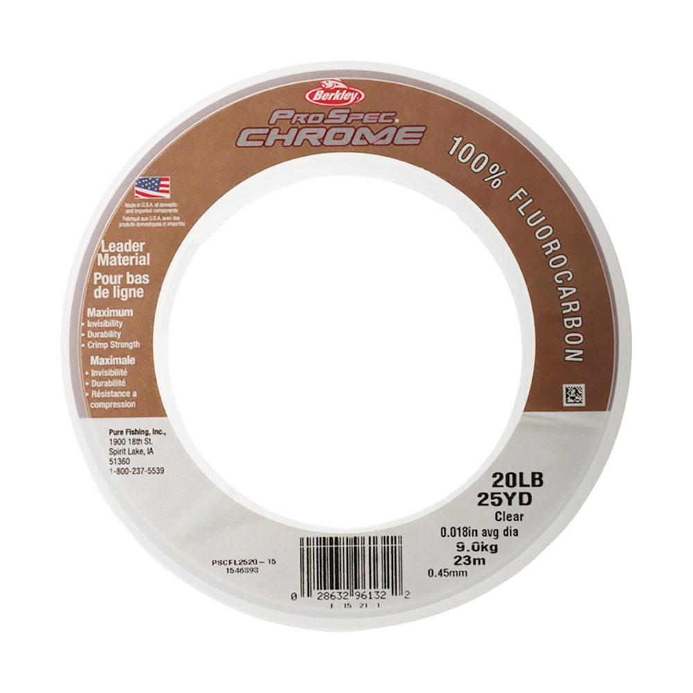 Berkley ProSpec Chrome Premium 100% Pure Fluorocarbon Leader Clear 23m 9kg 0.45mm
