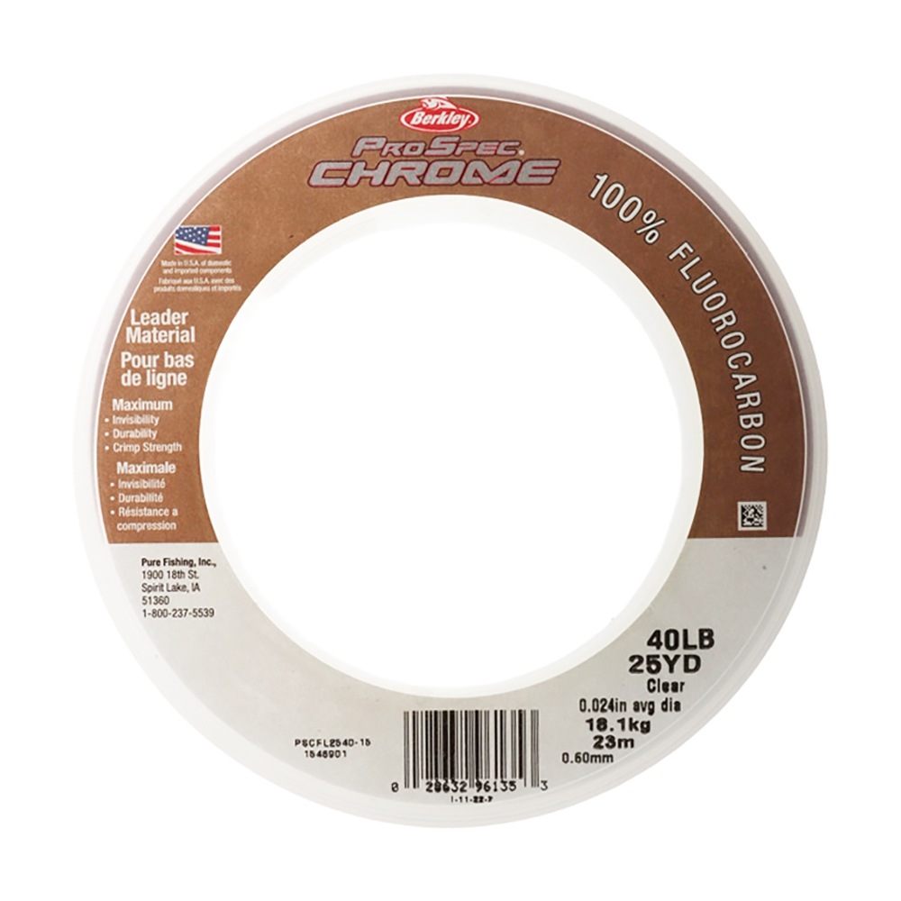 Berkley ProSpec Chrome Premium 100% Pure Fluorocarbon Leader Clear 23m 18kg 0.60mm