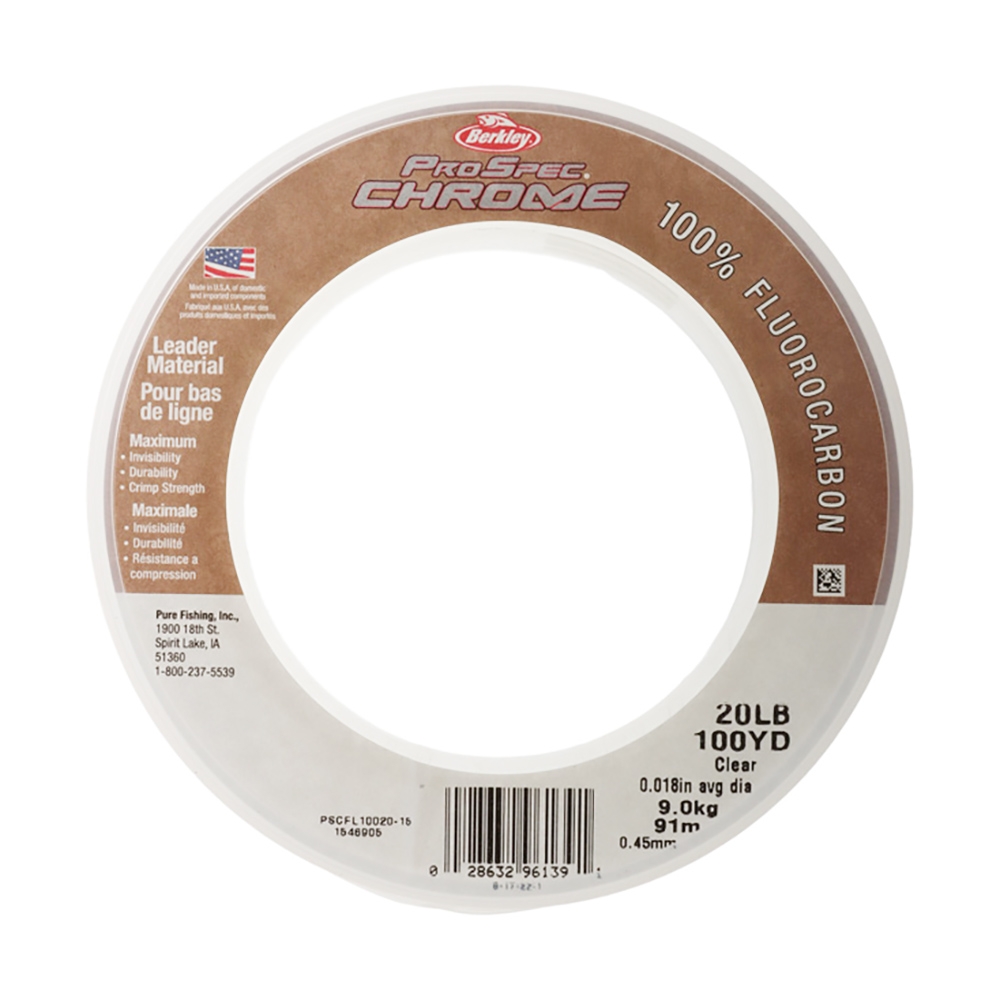 Berkley ProSpec Chrome Pure Fluorocarbon Leader Clear 100yd 20lb