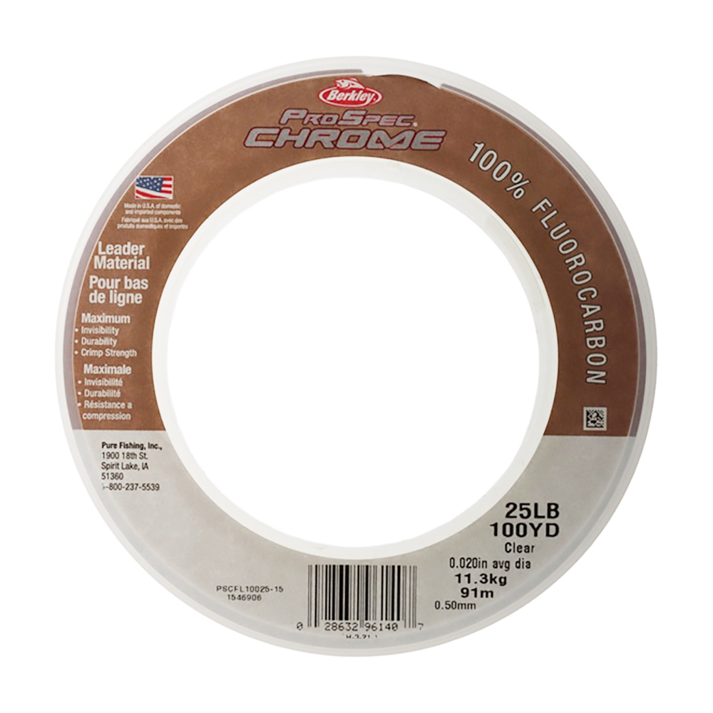 Berkley ProSpec Chrome Pure Fluorocarbon Leader Clear 100yd 25lb
